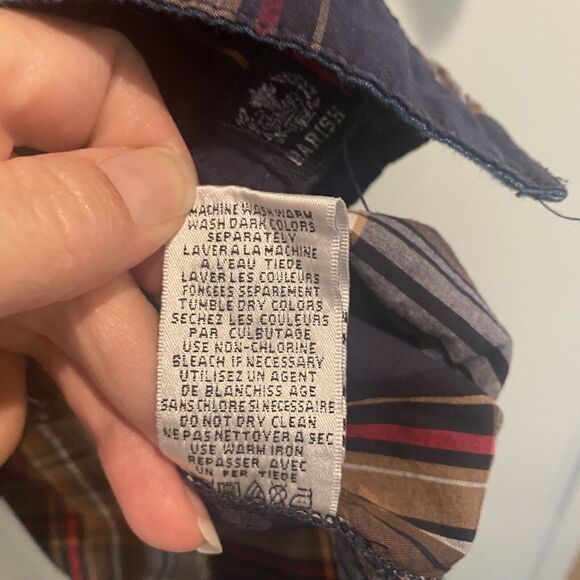 Parish Nation Y2K Shirt Mens Large Brown Plaid Hip Hop Streetwear Logos Retro - Picture 12 of 12